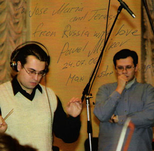 Maxim Koshevarov and Pavel Malkov during the score recording