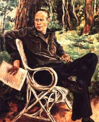 Retrato hecho por P. Konchalovski de Prokofiev, de la poca en que ste estaba trabajando en El teniente Kij