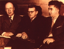 De izquierda a derecha, Sergei Prokofiev, Dimitri Shostakovich y Aram Kachaturian
